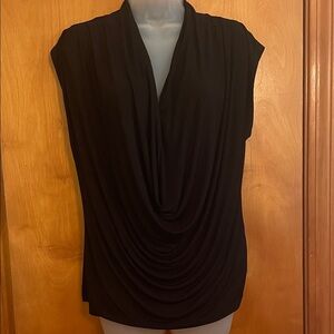 ECI Black Draped Cowl Neck Sleeveless Blouse